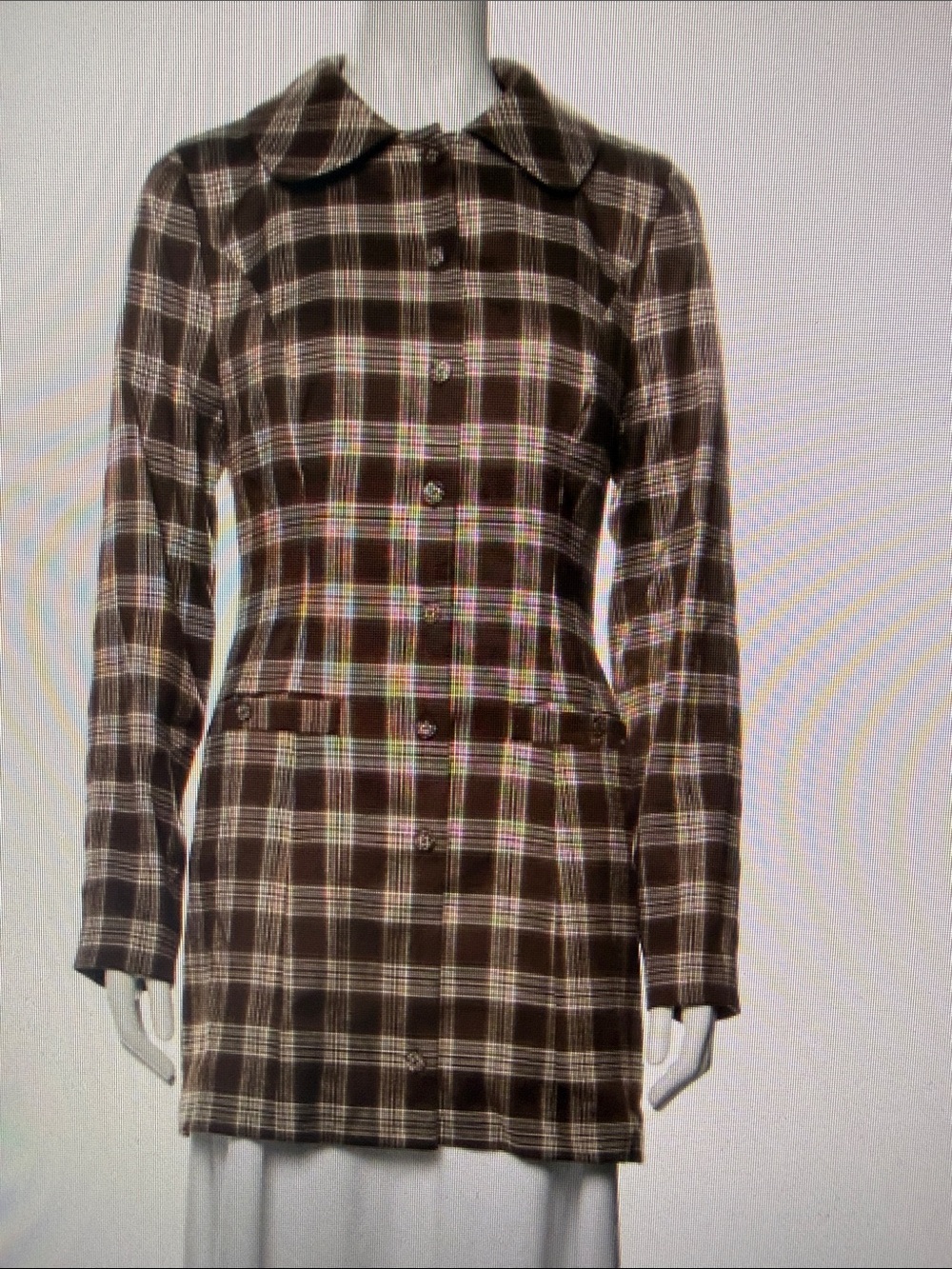 Reformation Brown Cream Plaid Button-Front Long Country Preppy Equestrian Mod 10